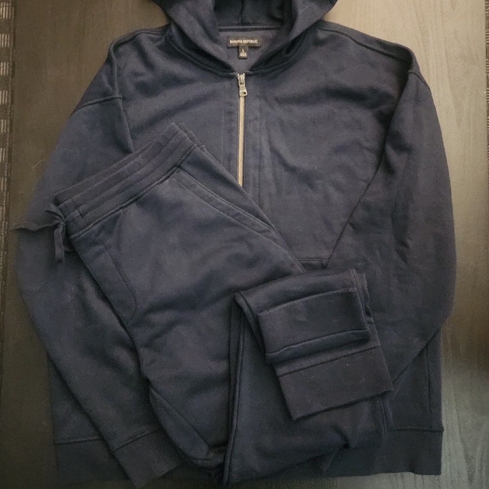 Men's Banana Republic French Terry Set (Large Top & Bottom) Navy